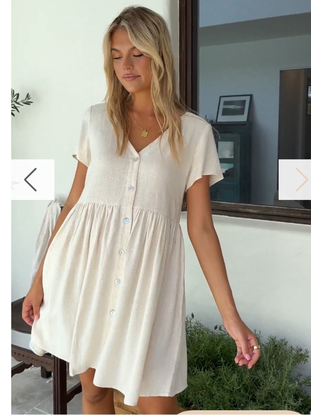 NWOT - Billy J - COURTNEY MINI DRESS - Color: NATURAL - Size US 14